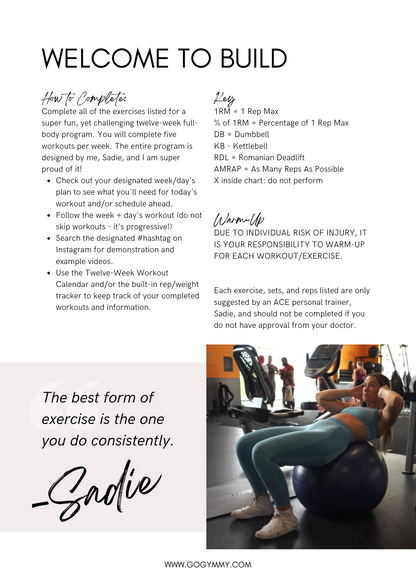 12-Week Full-Body Build Workout Program with Sadie Meyer (she/her/hers)