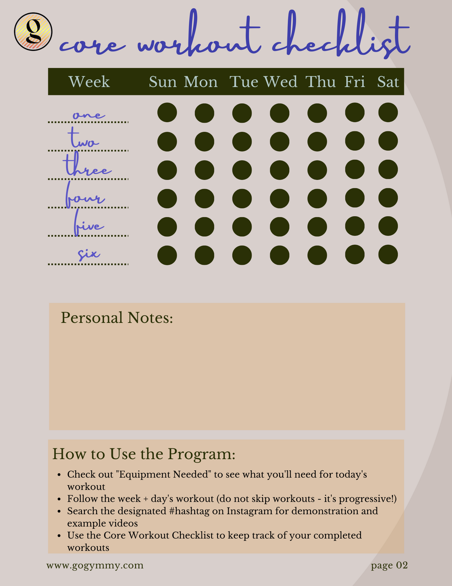 Six-Week Core Workout Program (2nd Edition) with Sadie Meyer (she/her/hers)